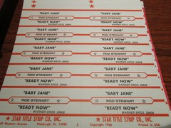 Jukebox Title Strip Full Sheet ROD STEWART Baby Jane/ Ready Now