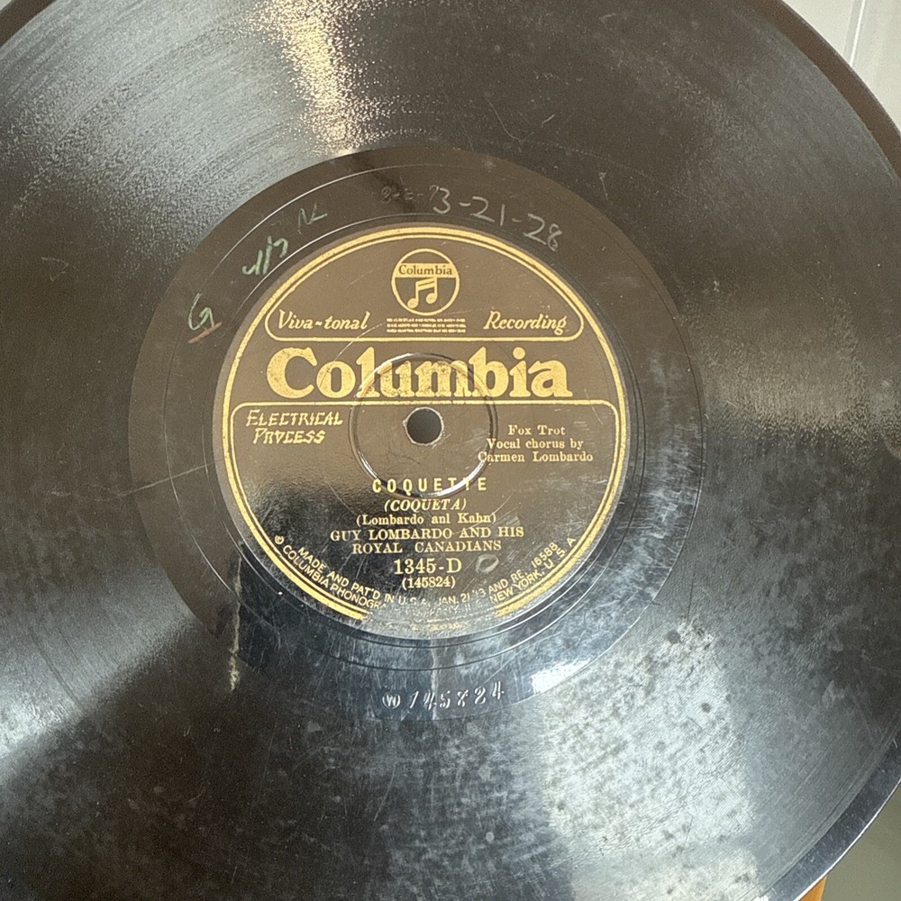 1928 HOT JAZZ Guy Lombardo 78 rpm Columbia 1345 COQUETTE V+