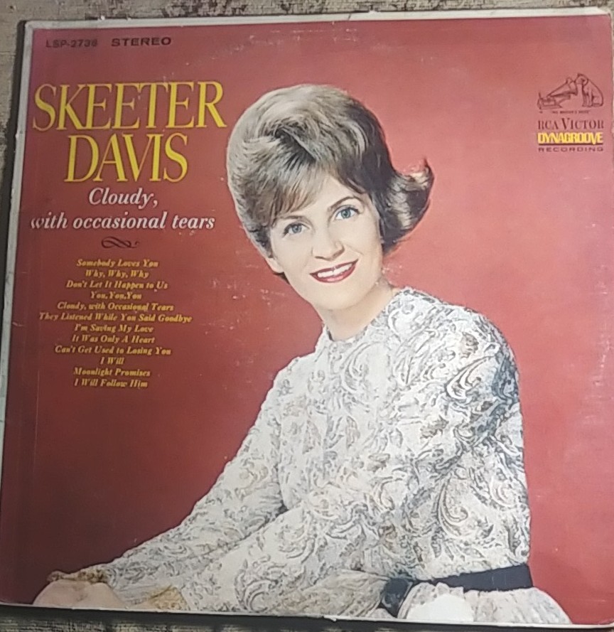 SKEETER DAVIS: CLOUDY WITH OCCASIONAL TEARS Vinyl LP-1963-Bonus Record Included!