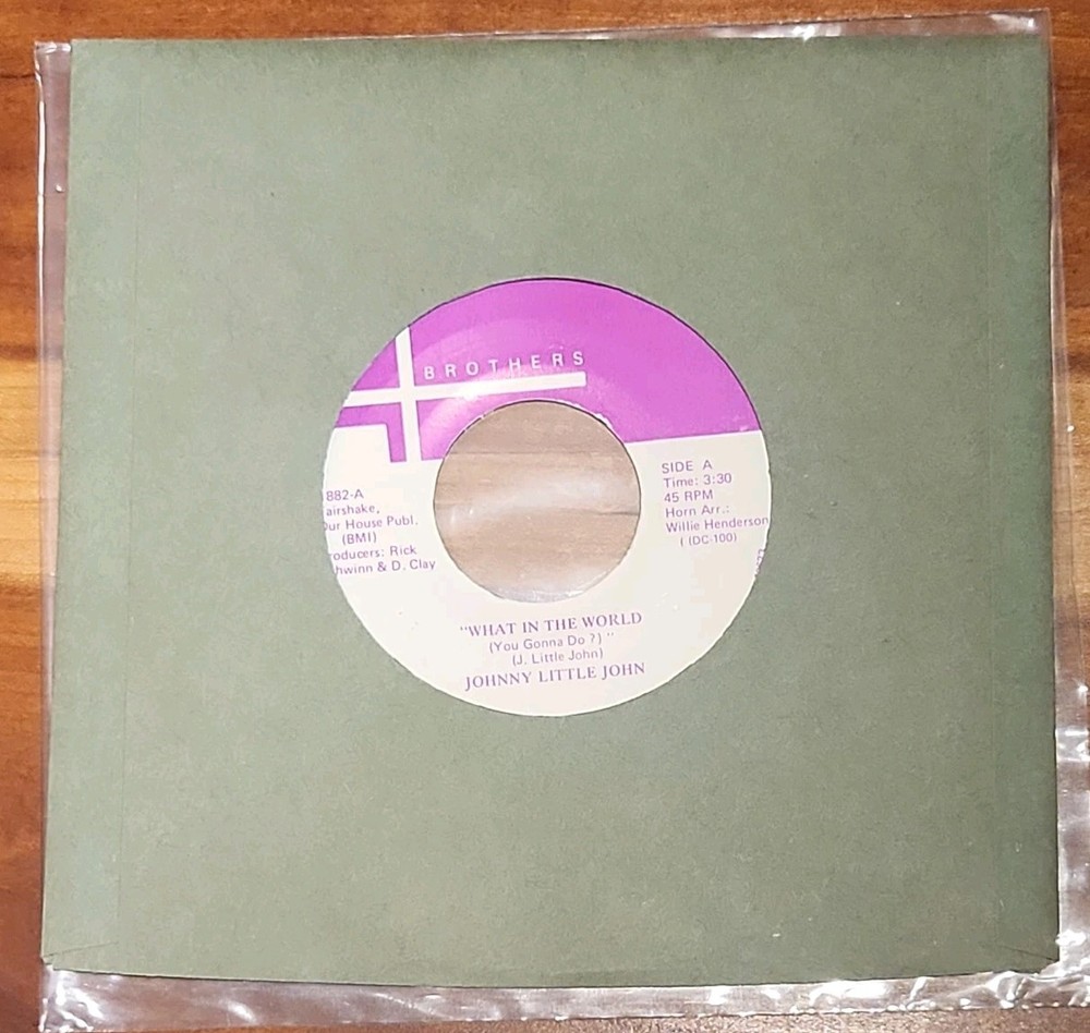 JOHNNY LITTLE JOHN: what in the world / tanglewood blues FOUR BROTHERS 7″ Single