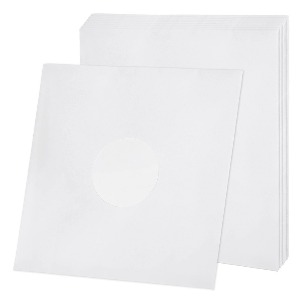 12″x12″ 10 Pcs 110GSM Vinyl Record Inner Paper Sleeves with Poly Lined (White)