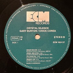Gary Burton & Chick Corea Crystal Silence German Vinyl LP 1973 ECM Records Jazz