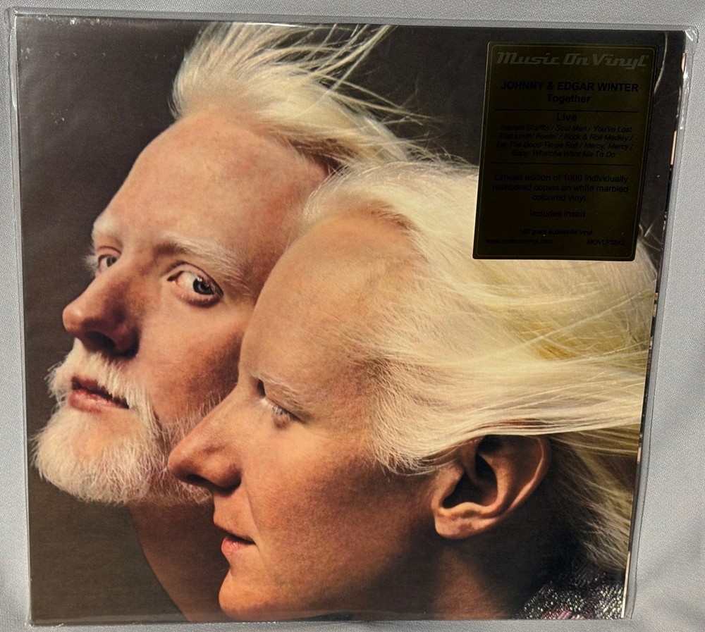 LP JOHNNY/EDGAR WINTER Together Live #0924 (WHITE Vinyl MOVLP3762) NEW MT SEALED
