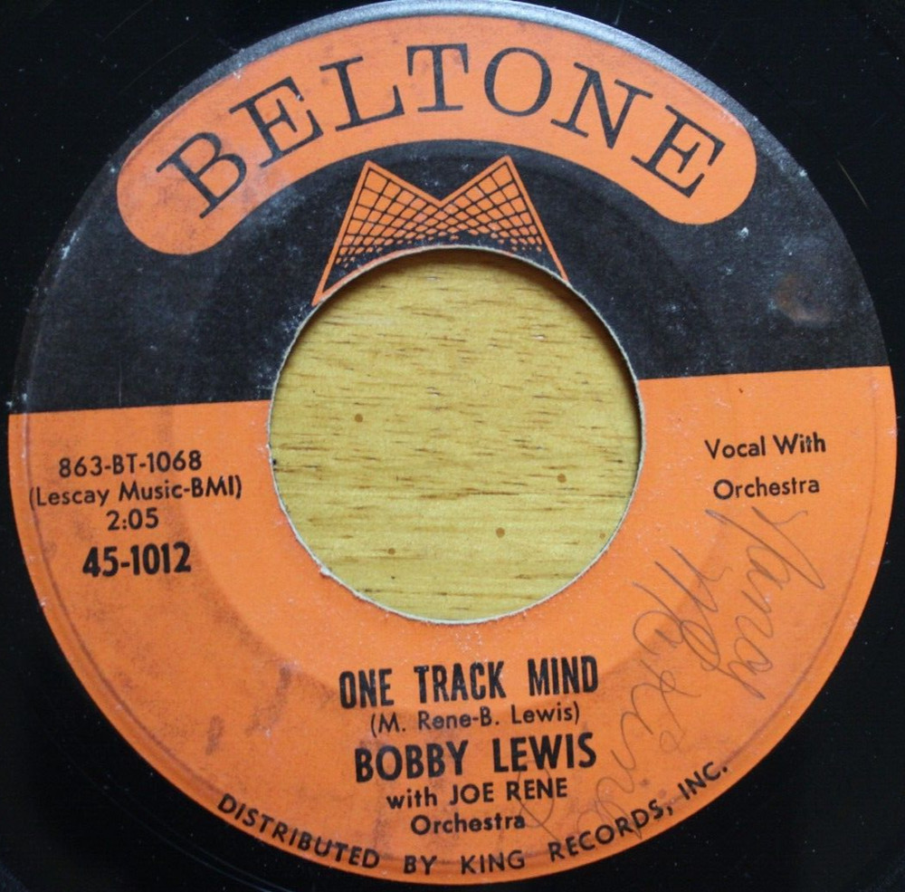 BOBBY LEWIS ONE TRACK MIND / ARE YOU READY 45RPM 7″ JUKEBOX RECORD G+ BELTONE