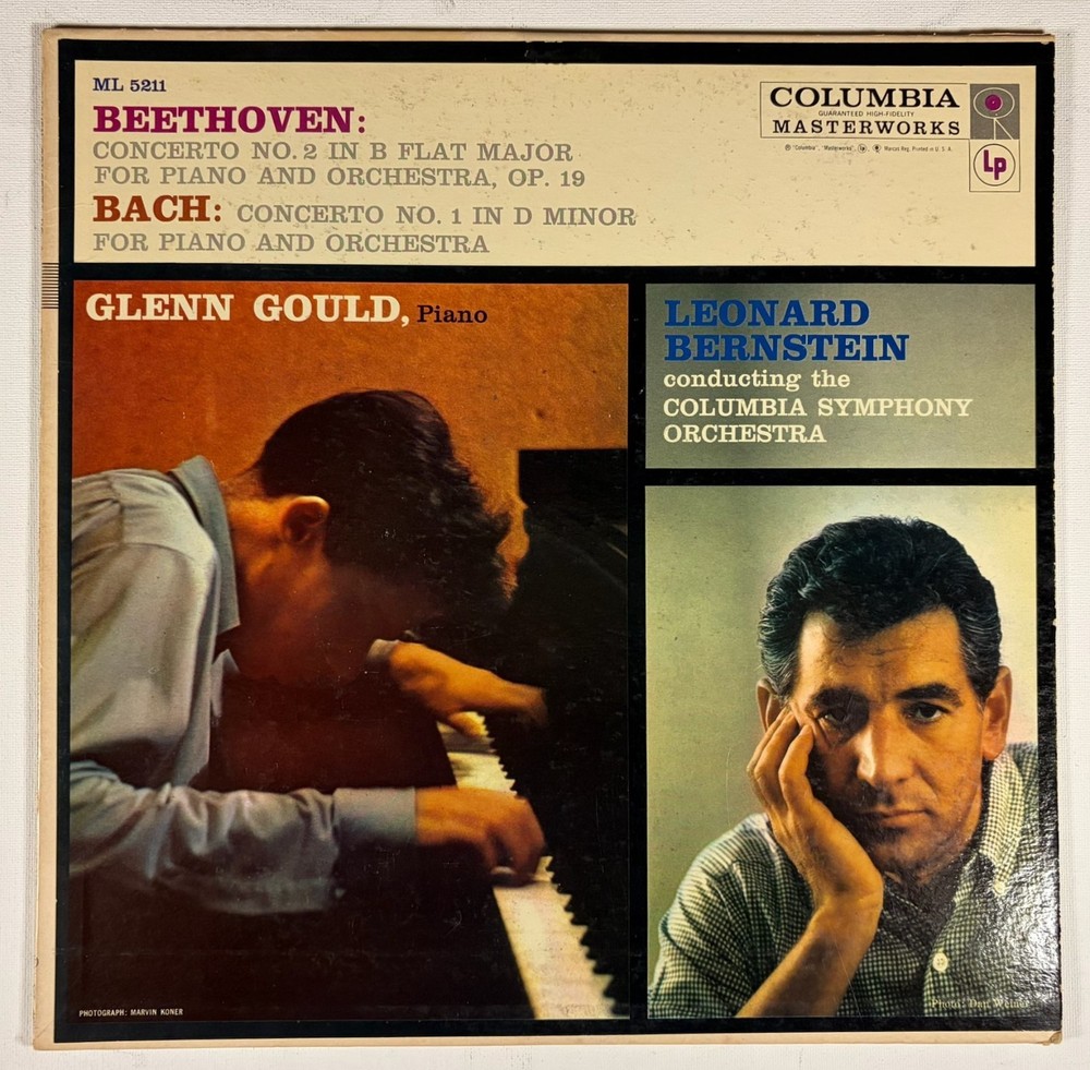 Glenn Gould Leonard Bernstein Beethoven Bach Concerto LP Columbia ML 5211 6-Eye