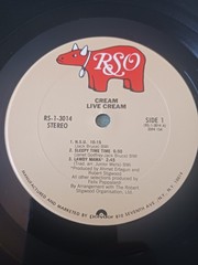 CREAM – LIVE CREAM – RSO RECORDS VINYL ALBUM – (G/VG)