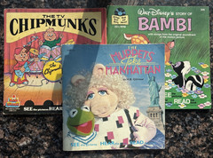 Vintage Story of Bambi Chipmunks Muppets Manhattan Record & Book Set Lot of 3