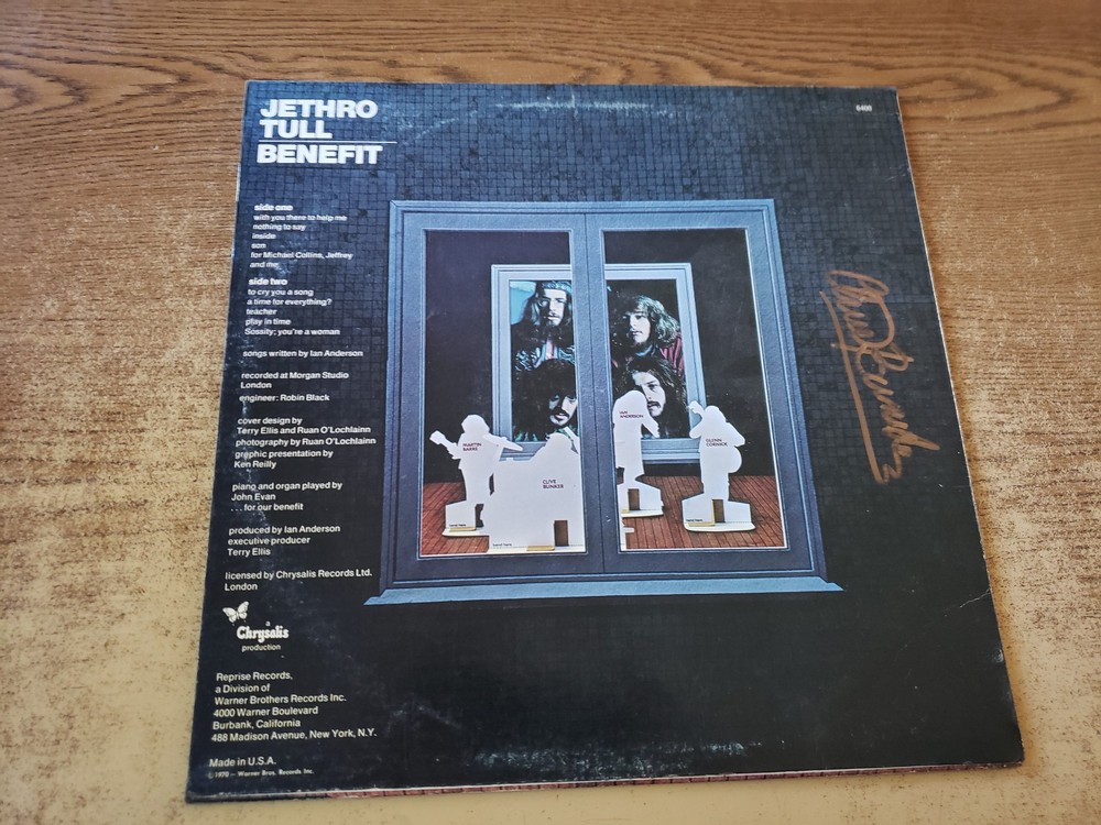SEE NOTES!!!! CLIVE BUNKER AUTOGRAPHED 1970s VG Jethro Tull – Benefit LP33