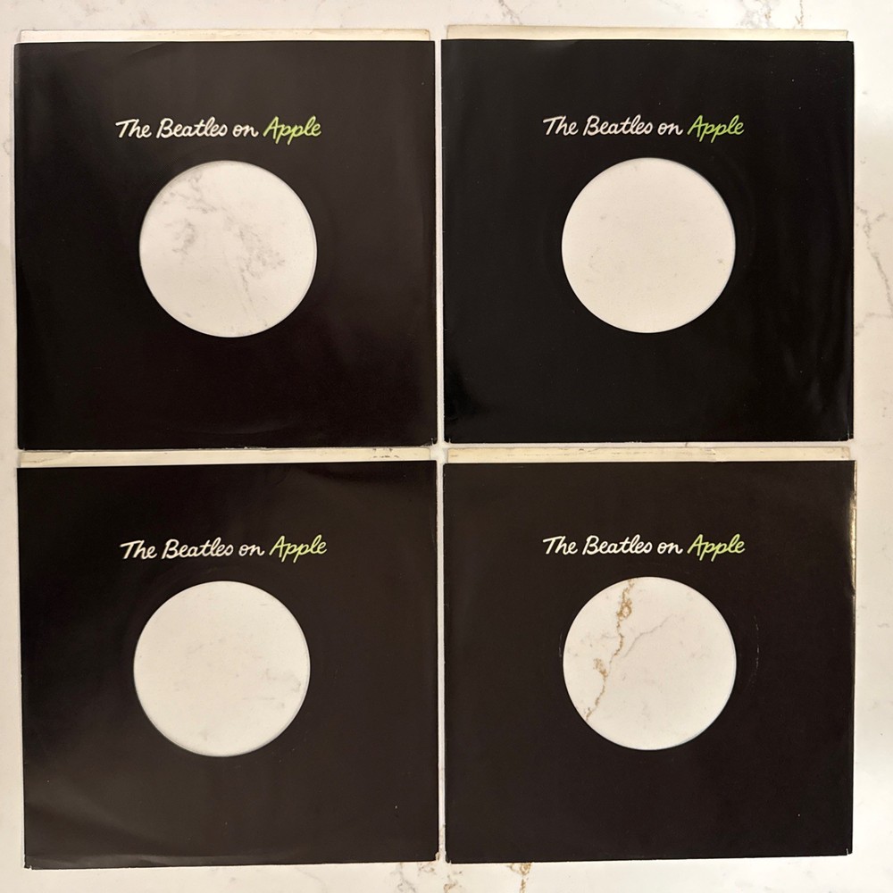 4 BEATLES ON APPLE BLACK SLEEVES ORIGINAL ISSUES EXCELLENT CONDITION.