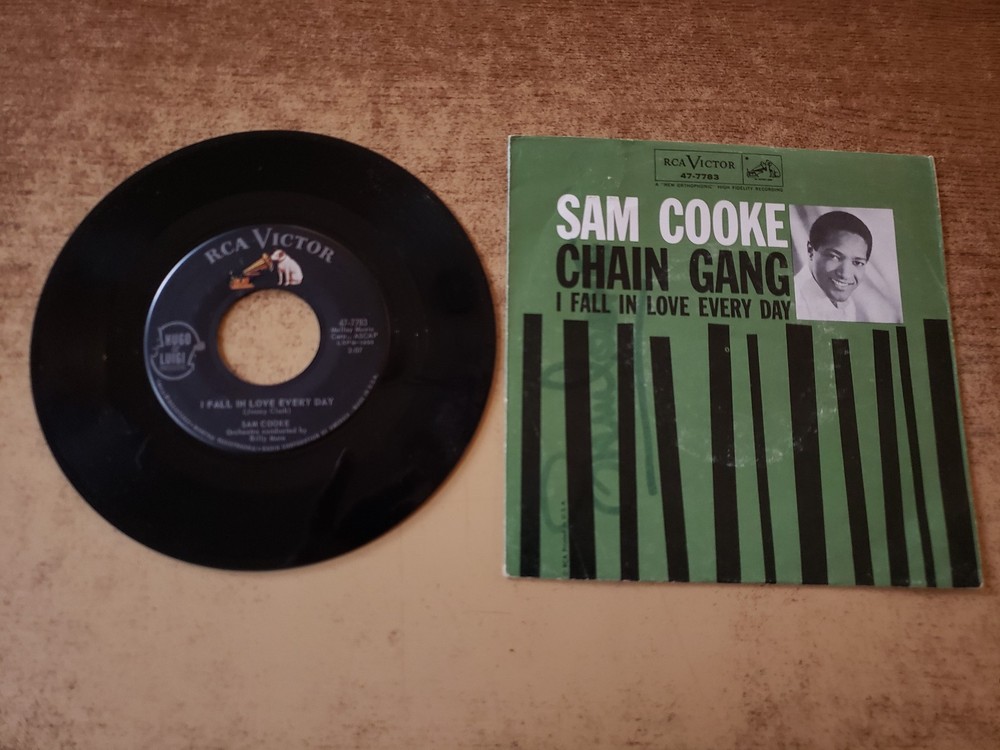 SAM COOKE HAND SIGNED WITH FELT MARKER SEE NOTES 1960 VG+ Sam Cooke Chain Gang45