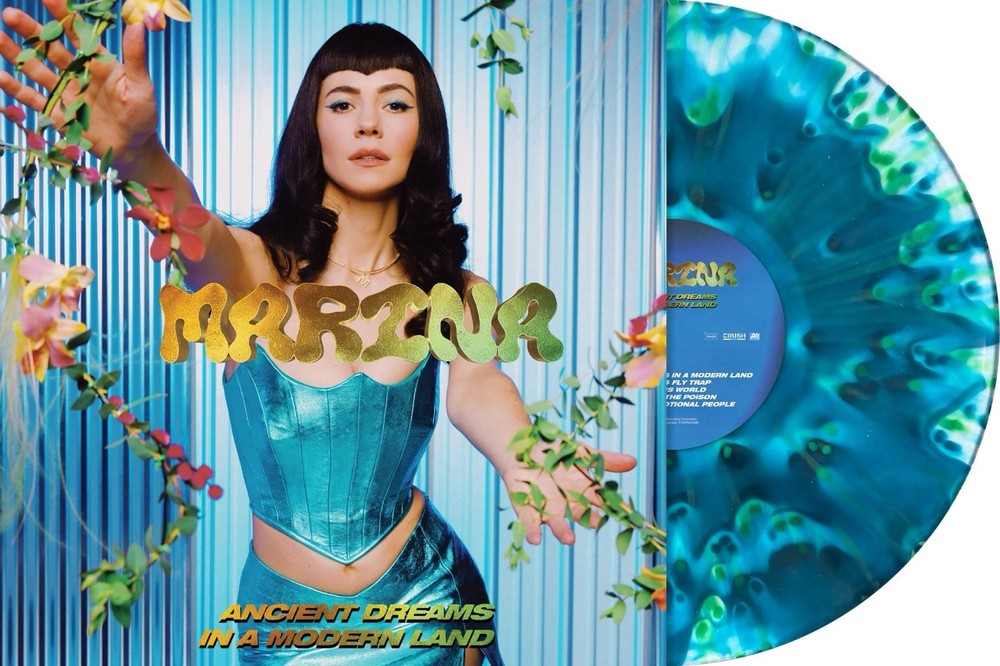 Marina Ancient Dreams In A Modern Land Turquoise Blood Record Vinyl LP in hand