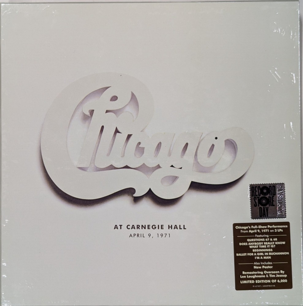 CHICAGO Chicago at Carnegie Hall April 9, 1971 SEALED limited edition 3LP RSD