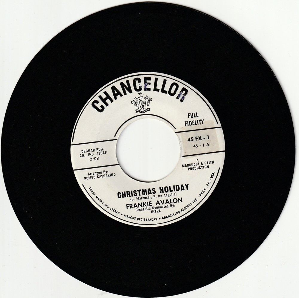 FRANKIE AVALON 45 rpm record CHRISTMAS HOLIDAY
