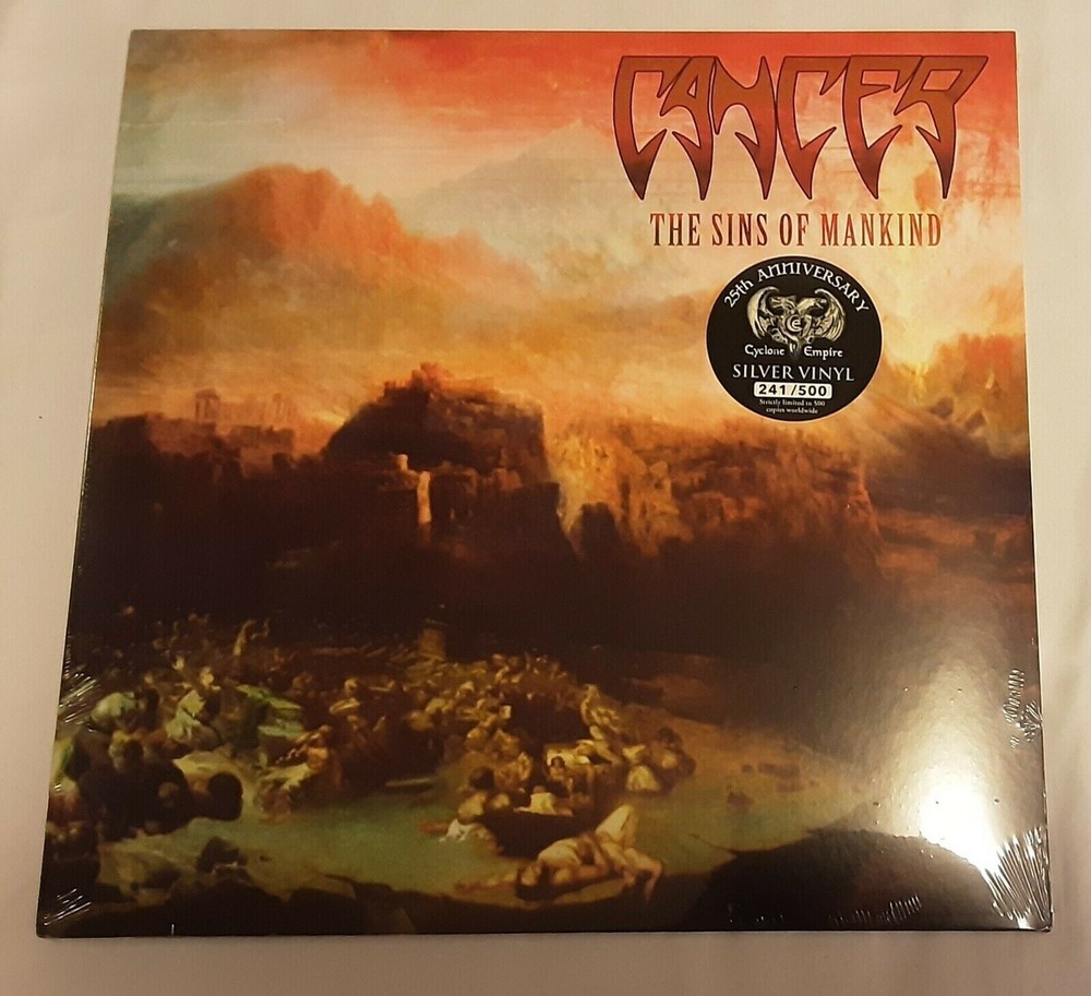 Cancer The Sins Of Mankind Silver Vinyl Record New Death Metal