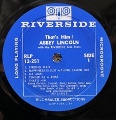 ABBEY LINCOLN “THAT’S HIM!” RIVERSIDE RLP12-251 MONO DG VG+(+)/EX Sonny Rollins