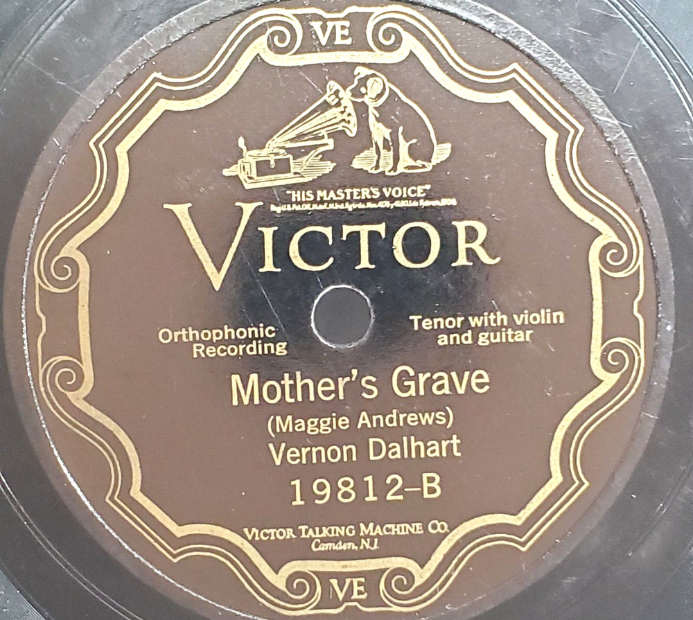 Vernon Dalhart Mothers Grave 78 Shellac 1925 Prewar Victor 19812 VG
