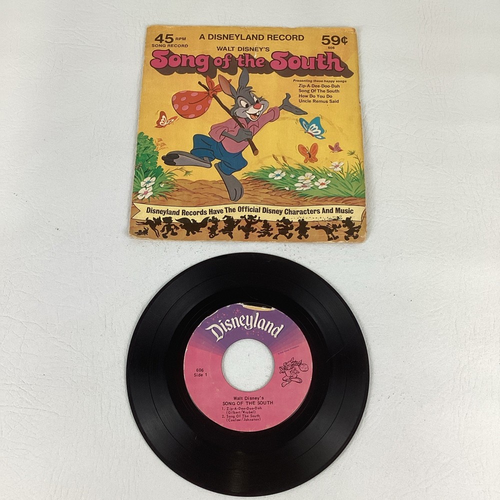 Walt Disney Song Of The South 45 RPM Record Disneyland Records Vintage 1975