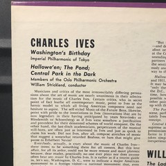 Charles Ives William Flanagan Washington’s Birthday Halloween lp vinyl Record 63
