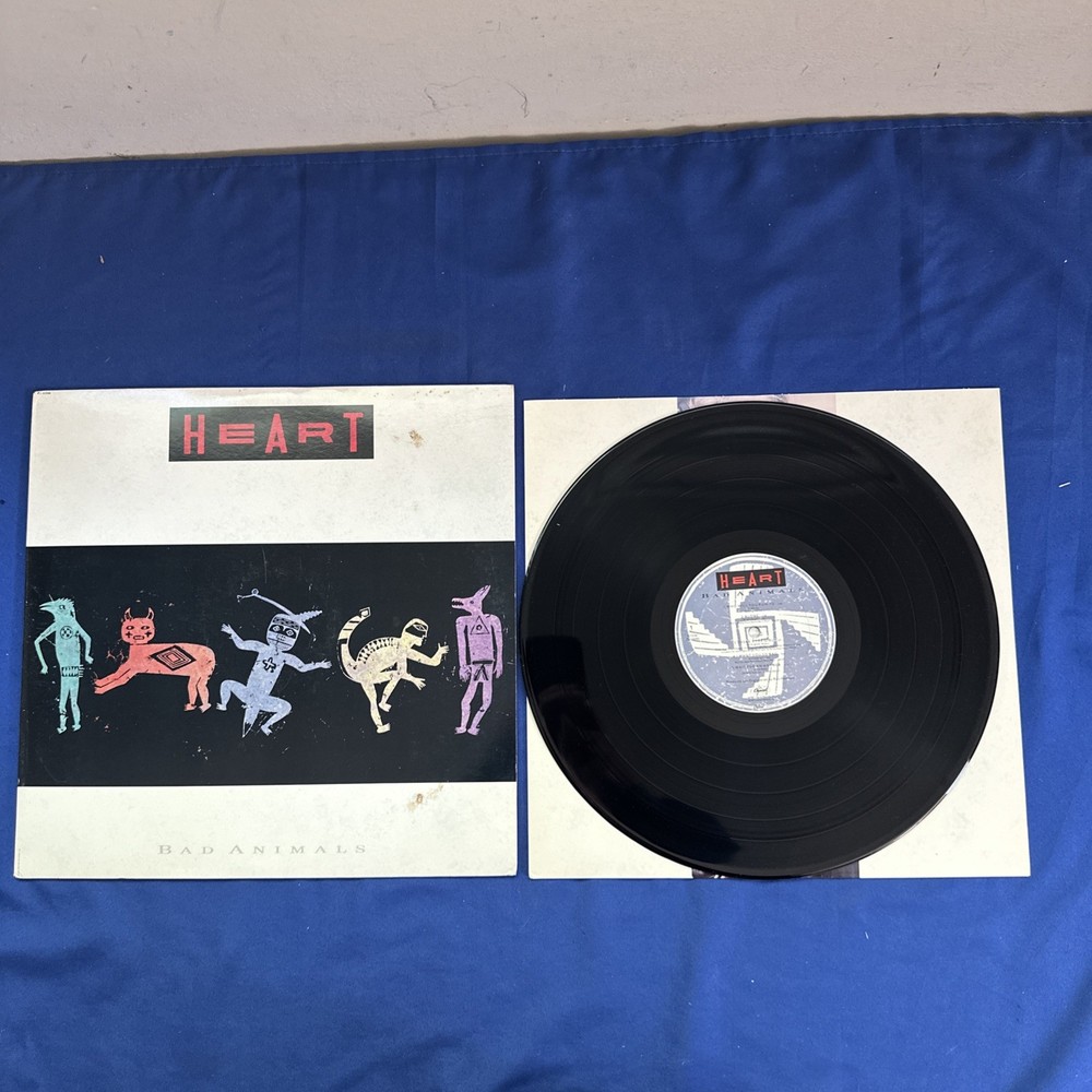 HEART Bad Animals Vinyl Record, US 1987 Columbia House Club Press, Inner, NM/VG+