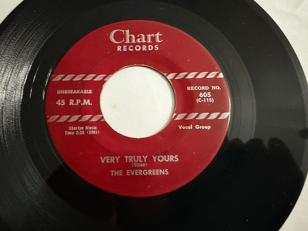 Doo Wop 45 / The Evergreens “Very Truly Yours Original Chart 1st Press VG+ Hear
