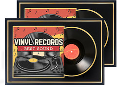 Vinyl Record Display Frame – 12×12 LP Album Frame – 2 Pack Black & Gold