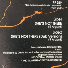 THE PANIC : SHE’S NOT THERE / DUB VERSION 7” 45 NOS Post Punk UK Import ZOMBIES