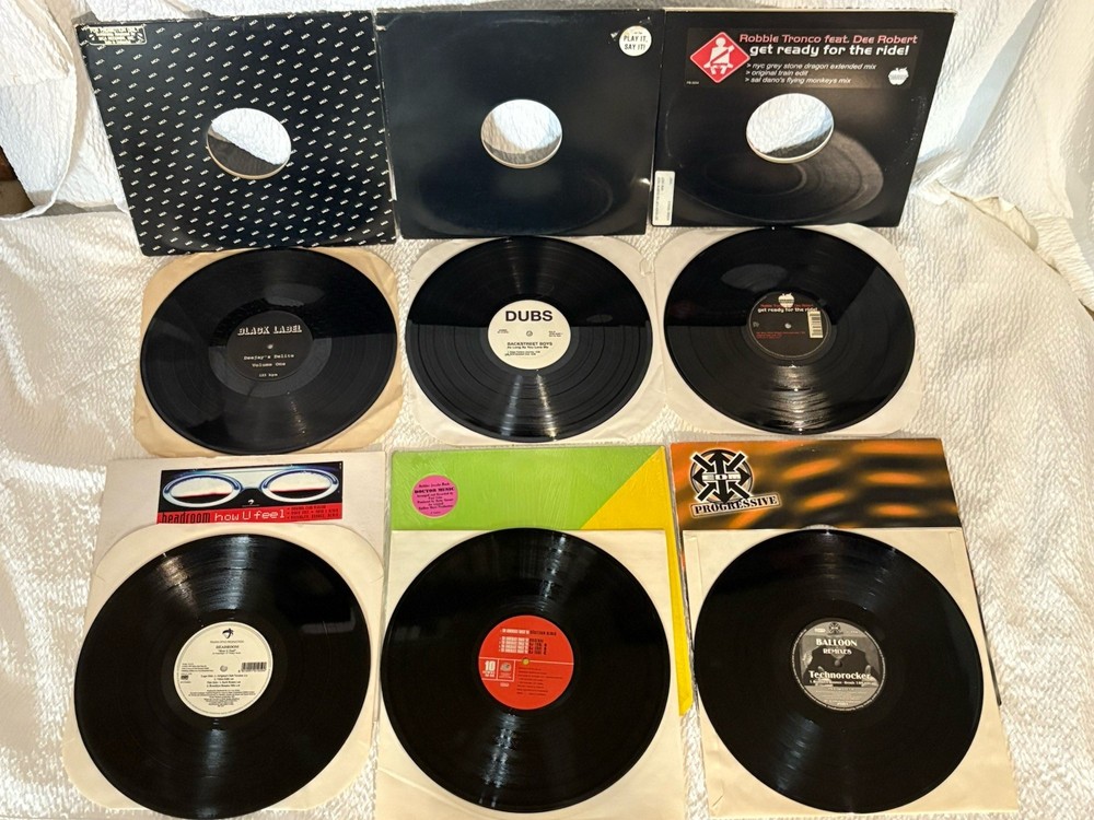Lot of 6 Techno Trance House Remix 12″ 1990’s-2000’s vinyl records G+ to VG+