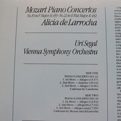 Mozart Piano Concertos No 19 22 LP Alicia De La Rocha Decca 1983 Vienna Symph