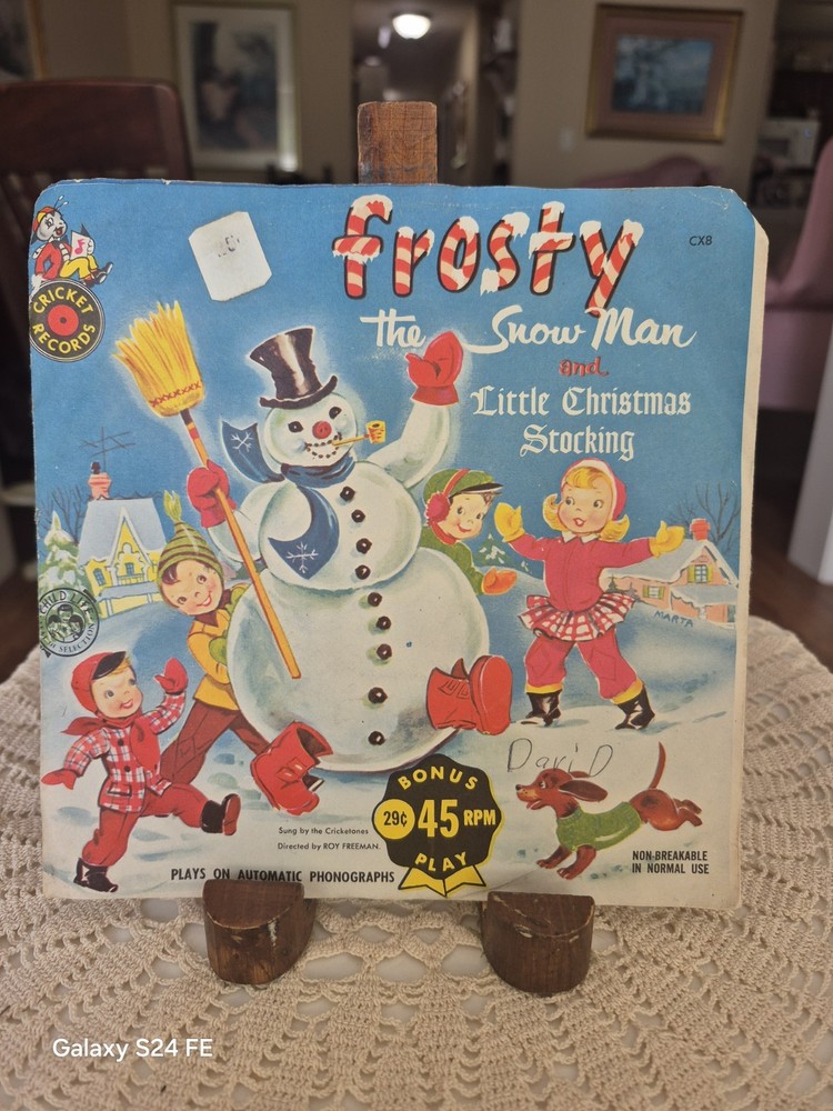 Cricket Records FROSTY THE SNOW MAN 45 RPM Vintage 1950’s orig. sleve