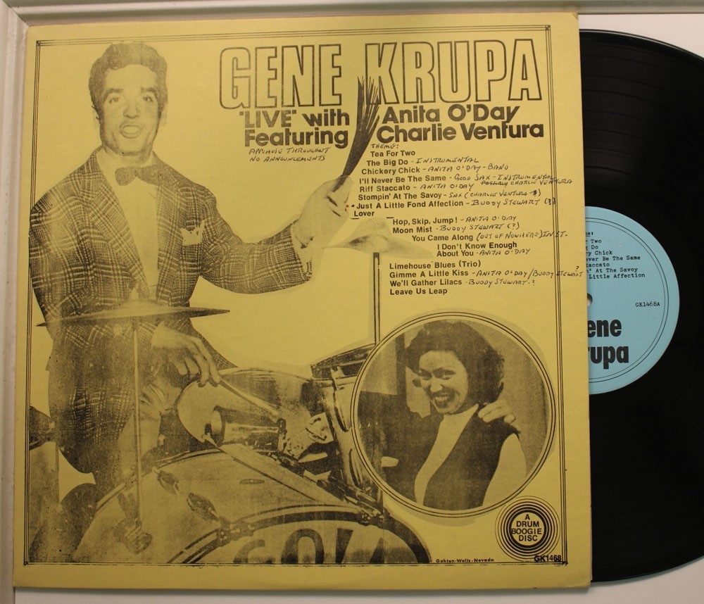 Gene Krupa Lp Live With Anita O’Day Featuring Charlie Ventura On N/A – Vg++/ Vg