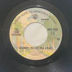 The Four Seasons ~ December, 1963/ Slip Away ~ Warner Bros. 45 RPM Record