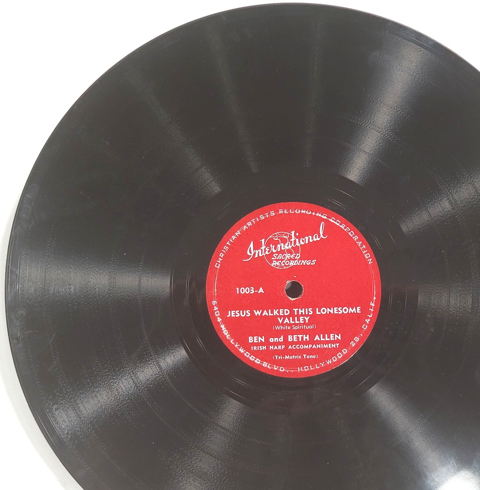 1951 Beth Allen VG 78 RPM 10 in International 1003 Jesus Walked Lonesome Valley