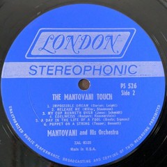 Mantovani The Mantovani Touch 1968 London PS 526 Stereo 12″ Vinyl LP NM/VG+