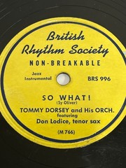 Tommy Dorsey 78 RPM Rare British Rhythm Quiet Please / So What! Jazz