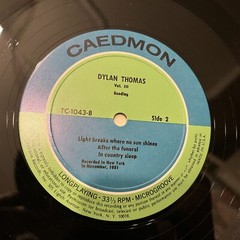 [RADIO/SPOKEN WORD]~EXC LP~DYLAN THOMAS~Reading~Volume III~3~[1964~CAEDMON~Issue