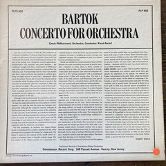 Bartok Concerto For Orchestra Karel Ancerl Czech Philharmonic Parliament LP