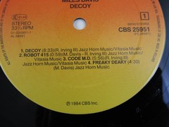 Miles Davis – Decoy LP Vinyl Record Album CBS 25951 1984 Jazz Fusion