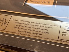 1996 /9500 JOHN LENNON IMAGINE GOLD Vinyl LP APPLE RECORDS 1971 GOLD ALBUM FRAME