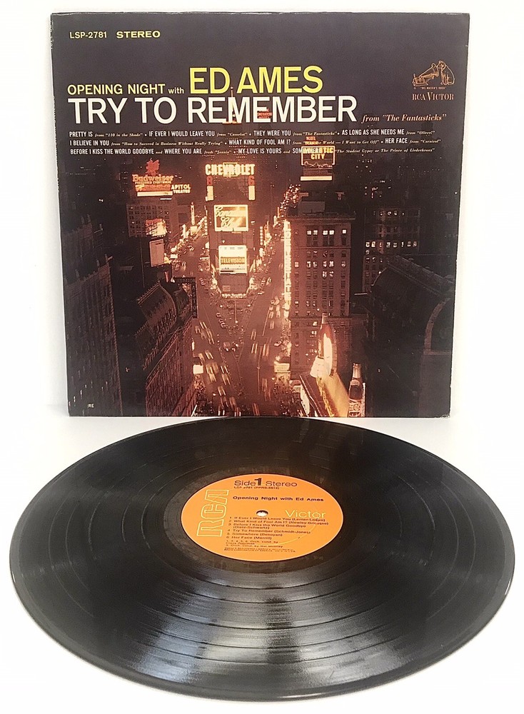 Vinyl LP Opening Night With Ed Ames Try To Remember LSP-2781 RCA 1964 Live in NY