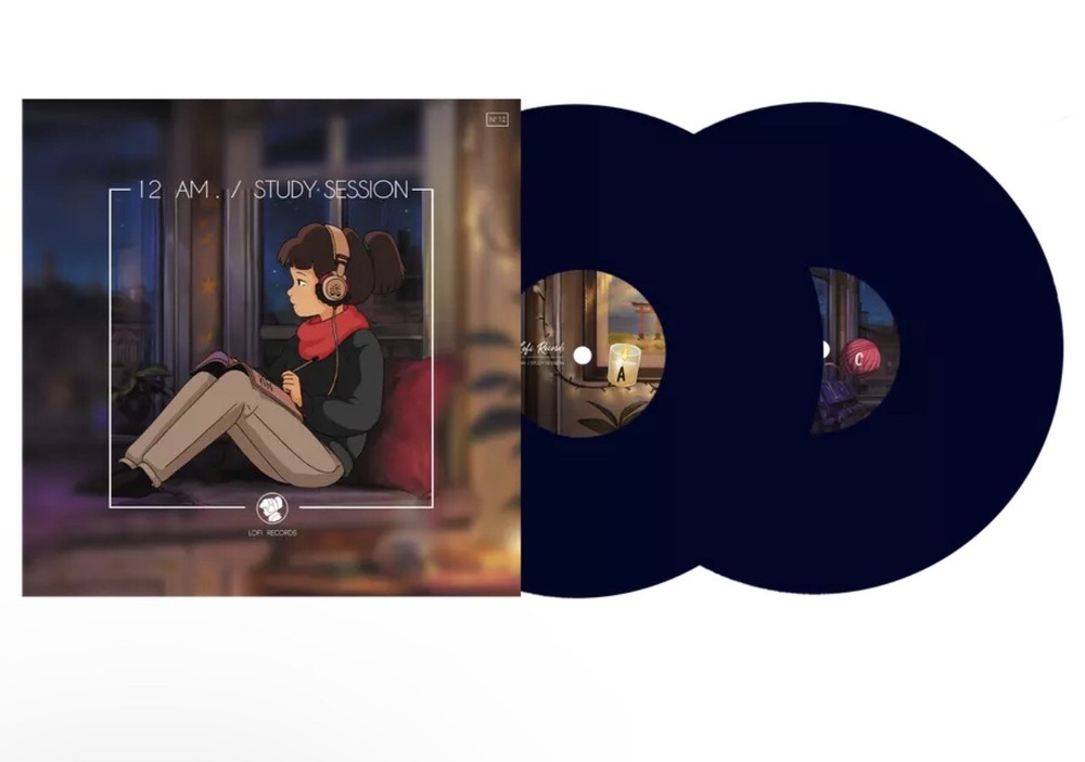 Brand New LOFI GIRL 12 AM 12AM STUDY SESSION Blue Opaque Color Double Vinyl 2 LP