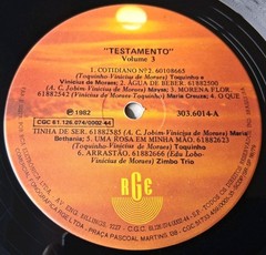 Vinicius – Testamento… Vol. 3 Vinyl LP – 1982 RGE – Brazil