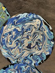 RCA Lot of 5 Vinyl Records Wall Art Set, Labels Visible, Marbled Blue Edge