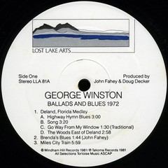 George Winston – Ballads And Blues 1972 (LP, Album, RE) (Very Good Plus (VG+))