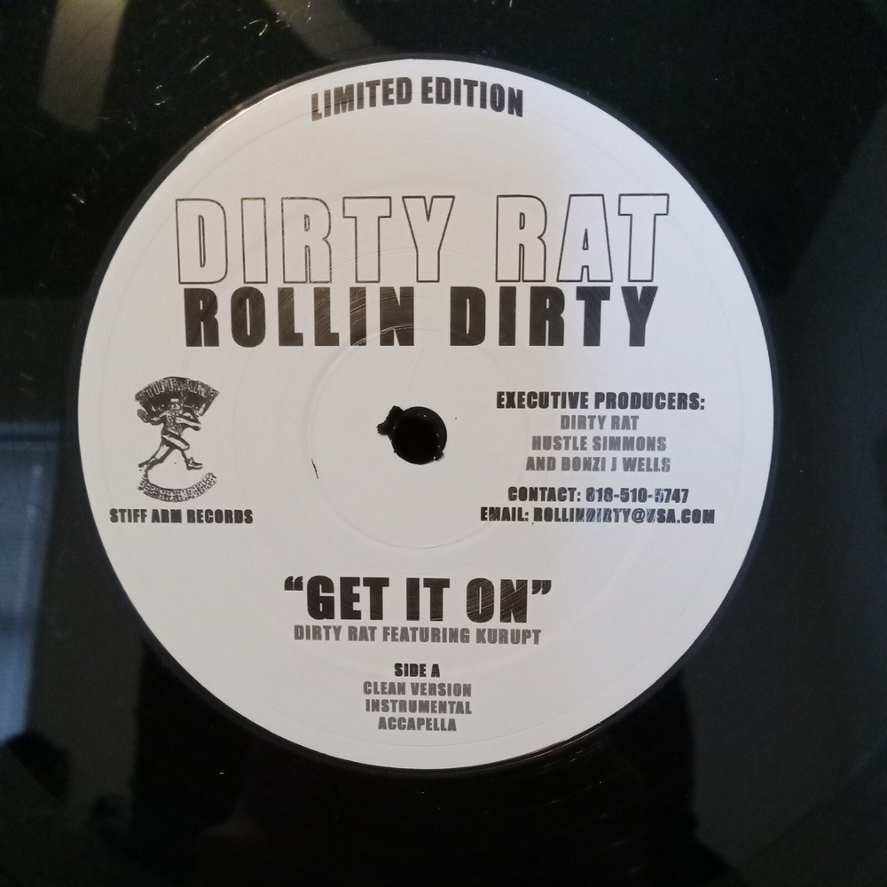 DIRTY RAT Get It On ft KURUPT 12″SINGLE VINYL PROMO STIFG ARM RECORDS (355)