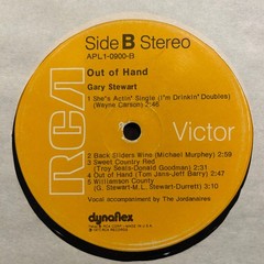 Gary Stewart – Out Of Hand LP – RCA [APL1-0900] 1975 Orange Label (VG+/G+)