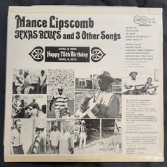 MANCE LIPSCOMB TEXAS BLUES AND 3 OTHER SONGS 1970 ARHOOLIE AR 19007