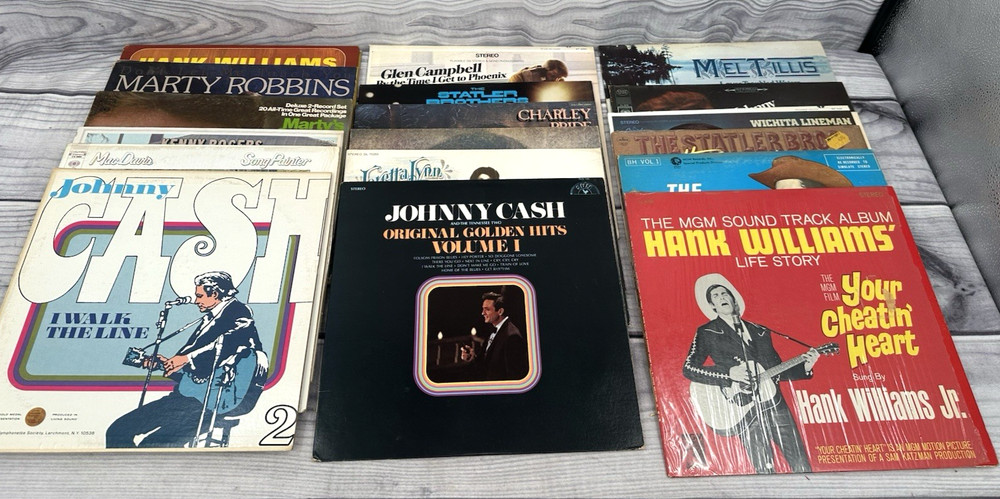 20 VTG COUNTRY LP VINYL RECORDS ALBUMS – HANK WILLIAMS JOHNNY CASH STATLER BROS