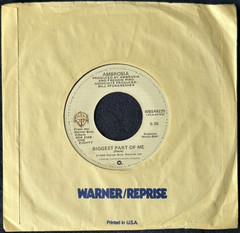 AMBROSIA BIGGEST PART OF ME 7” SINGLE WARNER BROS. WBS49225 1980 US PRESS