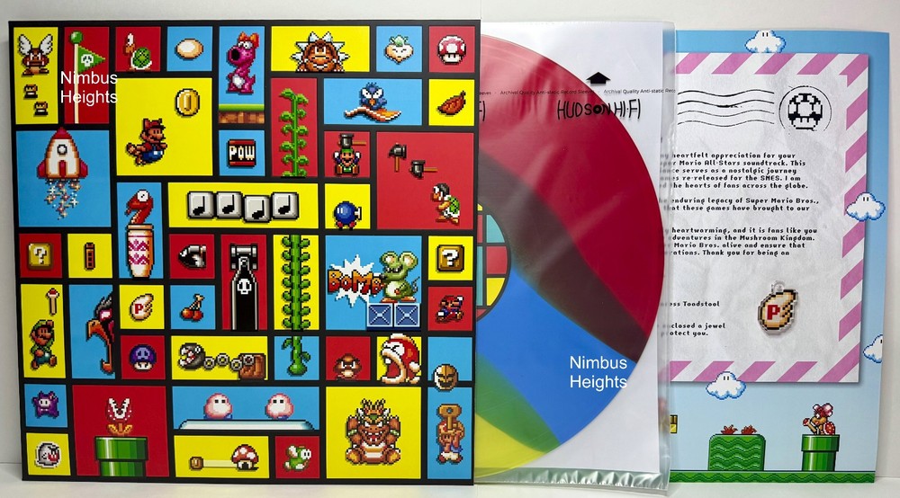Super Mario All Stars Vinyl Record Video Game Soundtrack VGM OST SNES With Pin