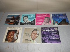 LOT OF 7 VTG NAT KING COLE 45 RPM RECORDS WITH CARDBOARD JACKETS
